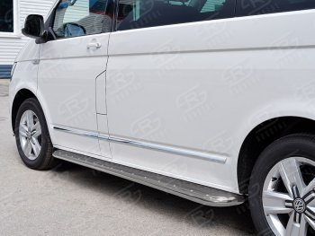 25 549 р. Правая защита порогов SLITKOFF из круглой трубы d63 мм v3 Volkswagen Transporter T6 дорестайлинг (2015-2019)  с доставкой в г. Таганрог. Увеличить фотографию 2