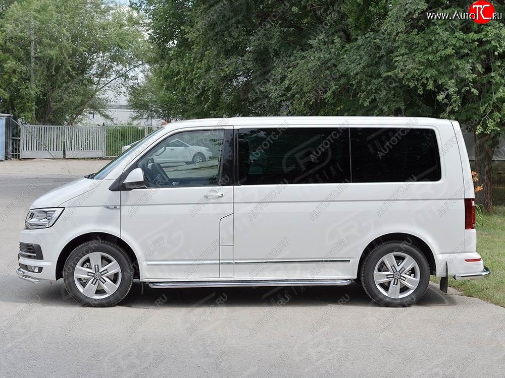 25 549 р. Правая защита порогов SLITKOFF из круглой трубы d63 мм v3 Volkswagen Transporter T6 дорестайлинг (2015-2019)  с доставкой в г. Таганрог