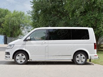 13 999 р. Правая защита порогов SLITKOFF из круглой трубы d63 мм v2  Volkswagen Multivan  T6 - Transporter  T6  с доставкой в г. Таганрог. Увеличить фотографию 2