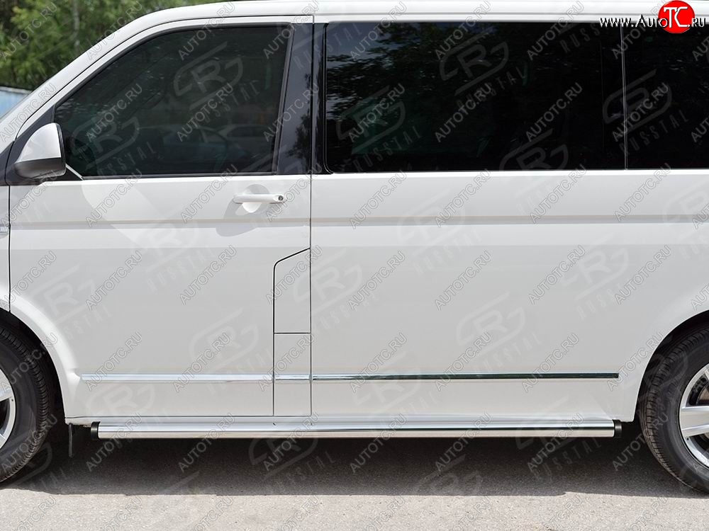 13 999 р. Правая защита порогов SLITKOFF из круглой трубы d63 мм v2  Volkswagen Multivan  T6 - Transporter  T6  с доставкой в г. Таганрог