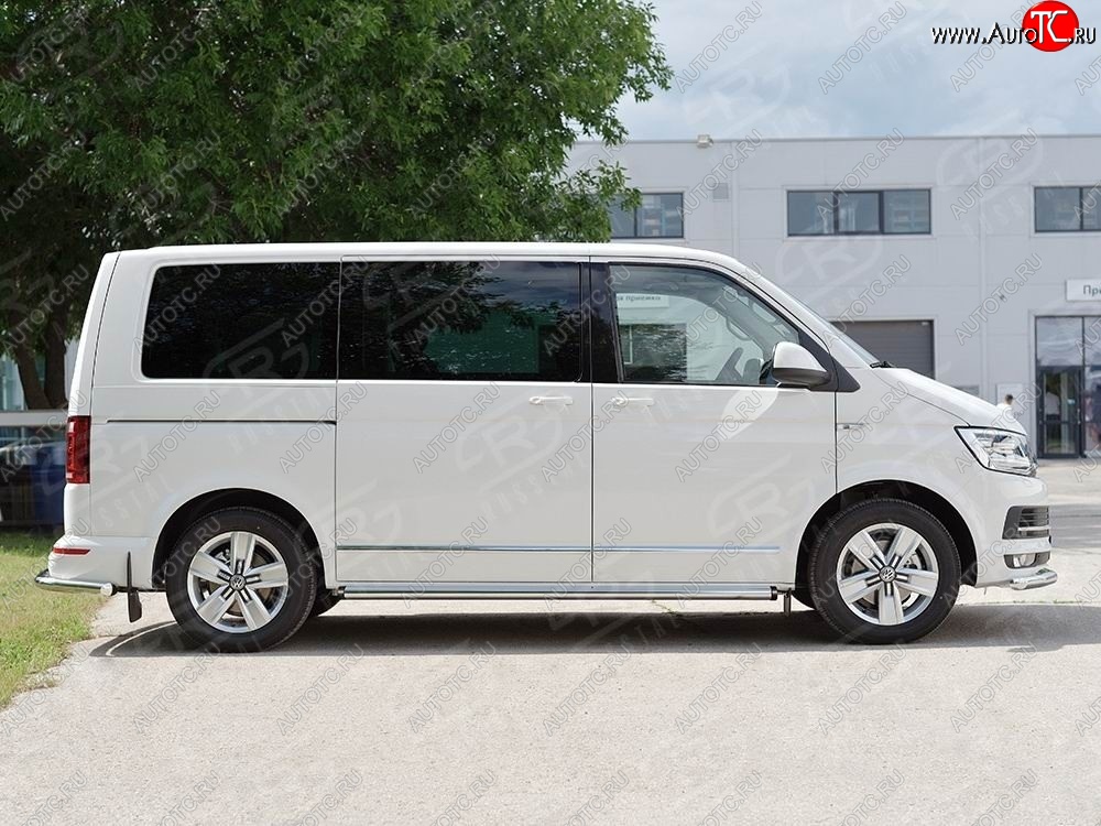 13 999 р. Левая защита порога SLITKOFF из круглой трубы диаметром 63 мм v2 Volkswagen Transporter T6 дорестайлинг (2015-2019)  с доставкой в г. Таганрог