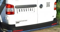 21 349 р. Защита заднего бампера (Ø63 и 42 мм с уголками, нержавейка) SLITKOFF Volkswagen Transporter T5 рестайлинг (2009-2015)  с доставкой в г. Таганрог. Увеличить фотографию 2