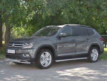 21 749 р. Защита переднего бампера (2 трубы Ø42 мм, нержавейка) SLITKOFF  Volkswagen Teramont  CA1 (2016-2020) дорестайлинг  с доставкой в г. Таганрог. Увеличить фотографию 2