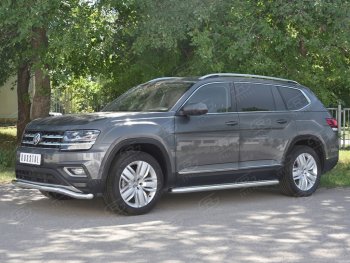 18 849 р. Защита переднего бампера (Ø63 мм волна, нержавейка) SLITKOFF  Volkswagen Teramont  CA1 (2016-2020) дорестайлинг  с доставкой в г. Таганрог. Увеличить фотографию 2