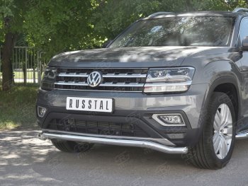 20 899 р. Защита переднего бампера (Ø63 мм волна, нержавейка) SLITKOFF Volkswagen Teramont CA1 дорестайлинг (2016-2020)  с доставкой в г. Таганрог. Увеличить фотографию 4