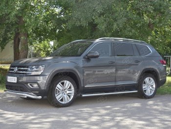 26 699 р. Защита переднего бампера (2 трубы Ø63 и 42 мм, нержавейка) SLITKOFF Volkswagen Teramont CA1 дорестайлинг (2016-2020)  с доставкой в г. Таганрог. Увеличить фотографию 2