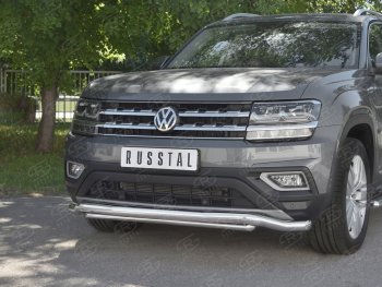 26 699 р. Защита переднего бампера (2 трубы Ø63 и 42 мм, нержавейка) SLITKOFF Volkswagen Teramont CA1 дорестайлинг (2016-2020)  с доставкой в г. Таганрог. Увеличить фотографию 4