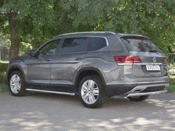 10 649 р. Защита заднего бампера (Ø75х42 мм, нержавейка) Russtal  Volkswagen Teramont  CA1 (2016-2020) дорестайлинг  с доставкой в г. Таганрог. Увеличить фотографию 2