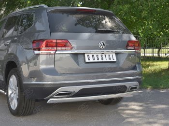 10 649 р. Защита заднего бампера (Ø75х42 мм, нержавейка) Russtal  Volkswagen Teramont  CA1 (2016-2020) дорестайлинг  с доставкой в г. Таганрог. Увеличить фотографию 4