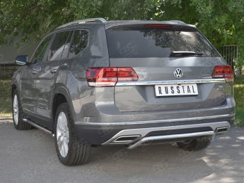 15 249 р. Защита заднего бампера (Ø42 мм волна, нержавейка) SLITKOFF  Volkswagen Teramont  CA1 (2016-2020) дорестайлинг  с доставкой в г. Таганрог. Увеличить фотографию 4