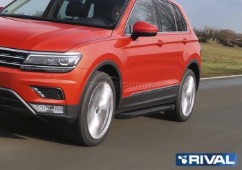 9 499 р. Порожки для ног Rival Volkswagen Tiguan Mk2 рестайлинг (2020-2022) (Чёрные)  с доставкой в г. Таганрог. Увеличить фотографию 4