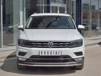 16 999 р. Защита переднего бампера (Ø42 мм, нержавейка, NOT OFF ROAD) SLITKOFF  Volkswagen Tiguan  Mk2 (2016-2020) дорестайлинг  с доставкой в г. Таганрог. Увеличить фотографию 4