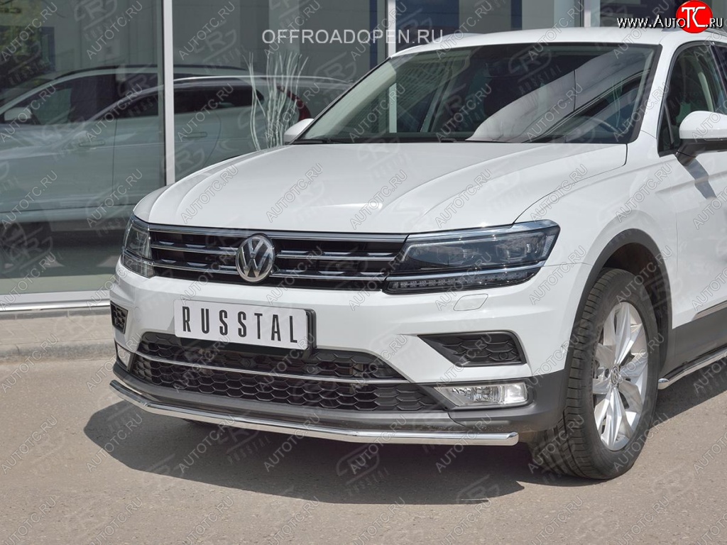 16 999 р. Защита переднего бампера (Ø42 мм, нержавейка, NOT OFF ROAD) SLITKOFF  Volkswagen Tiguan  Mk2 (2016-2020) дорестайлинг  с доставкой в г. Таганрог