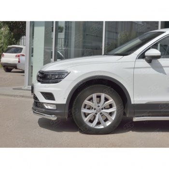 16 249 р. Защита переднего бампера (Ø63 мм, нержавейка, NOT OFF ROAD) SLITKOFF  Volkswagen Tiguan  Mk2 (2016-2020) дорестайлинг  с доставкой в г. Таганрог. Увеличить фотографию 4