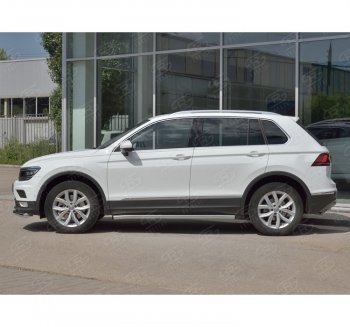 20 849 р.  Защита порогов (Ø63 мм, секции) SLITKOFF Volkswagen Tiguan Mk2 дорестайлинг (2016-2020) (Вариант 2 (пластиковые заглушки))  с доставкой в г. Таганрог. Увеличить фотографию 3