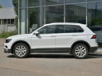 21 999 р. Защита порогов из круглой трубы диаметром 63 мм SLITKOFF v3  Volkswagen Tiguan  Mk2 (2016-2020) дорестайлинг  с доставкой в г. Таганрог. Увеличить фотографию 3