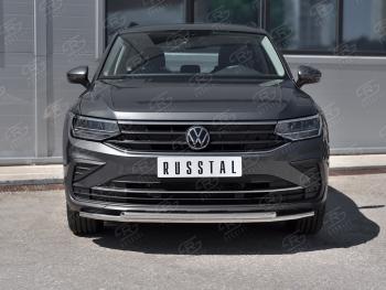 21 399 р. Защита переднего бампера (2 трубы Ø42, нержавейка, NOT R-LINE) Volkswagen Tiguan Mk2 рестайлинг (2020-2022)  с доставкой в г. Таганрог. Увеличить фотографию 2