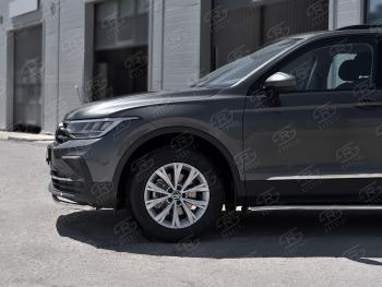 15 499 р. Защита переднего бампера (Ø42 мм нержавейка, NOT R-LINE) SLITKOFF Volkswagen Tiguan Mk2 рестайлинг (2020-2022) (полированная нержавейка)  с доставкой в г. Таганрог. Увеличить фотографию 3