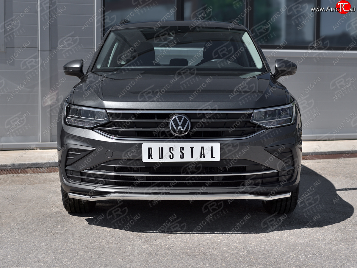 17 999 р. Защита переднего бампера (Ø42 мм волна, нержавейка, NOT R-LINE) SLITKOFF Volkswagen Tiguan Mk2 рестайлинг (2020-2022)  с доставкой в г. Таганрог