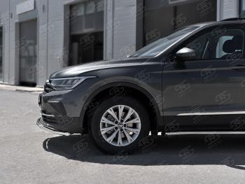 17 999 р. Защита переднего бампера (Ø42 мм волна, нержавейка, NOT R-LINE) SLITKOFF Volkswagen Tiguan Mk2 рестайлинг (2020-2022)  с доставкой в г. Таганрог. Увеличить фотографию 2