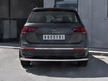 16 349 р. Защита заднего бампера (Ø63 мм, нержавейка, NOT R-LINE) SLITKOFF  Volkswagen Tiguan  Mk2 (2020-2022) рестайлинг  с доставкой в г. Таганрог. Увеличить фотографию 2