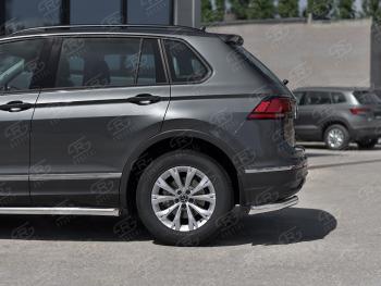 14 649 р. Защита заднего бампера (Ø63 мм уголки, нержавейка, NOT R-LINE) SLITKOFF  Volkswagen Tiguan  Mk2 (2020-2022) рестайлинг (полированная нержавейка)  с доставкой в г. Таганрог. Увеличить фотографию 2