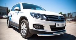 15 249 р. Защита переднего бампера (2 трубыØ63 и 42 мм, нержавейка) SLITKOFF Volkswagen Tiguan NF рестайлинг (2011-2017)  с доставкой в г. Таганрог. Увеличить фотографию 3