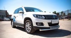 17 849 р. Защита переднего бампера (2 трубыØ76 и 42 мм, нержавейка) SLITKOFF Volkswagen Tiguan NF рестайлинг (2011-2017)  с доставкой в г. Таганрог. Увеличить фотографию 3