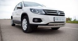 19 999 р. Защита переднего бампера (2 трубыØ75х42 мм, нержавейка) Russtal Volkswagen Tiguan NF рестайлинг (2011-2017)  с доставкой в г. Таганрог. Увеличить фотографию 2