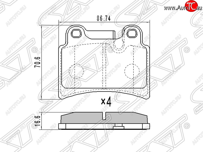 889 р. Колодки тормозные SAT (задние, 86,74*70,6*16,6) Volkswagen Touareg GP дорестайлинг (2002-2007)  с доставкой в г. Таганрог