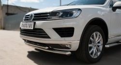 26 099 р. Защита переднего бампера (2 трубыØ63 и 42 мм, нержавейка) SLITKOFF  Volkswagen Touareg  NF (2014-2018) рестайлинг  с доставкой в г. Таганрог. Увеличить фотографию 2