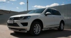 26 099 р. Защита переднего бампера (2 трубыØ63 и 42 мм, нержавейка) SLITKOFF  Volkswagen Touareg  NF (2014-2018) рестайлинг  с доставкой в г. Таганрог. Увеличить фотографию 4