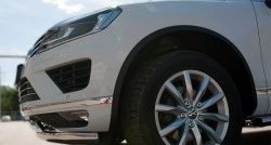 27 999 р. Защита переднего бампера (2 трубыØ75х42 мм, нержавейка) Russtal Volkswagen Touareg NF рестайлинг (2014-2018)  с доставкой в г. Таганрог. Увеличить фотографию 3