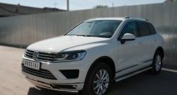 27 999 р. Защита переднего бампера (2 трубыØ75х42 мм, нержавейка) Russtal Volkswagen Touareg NF рестайлинг (2014-2018)  с доставкой в г. Таганрог. Увеличить фотографию 4