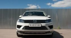 Одинарная защита переднего бампера диаметром 63 мм SLITKOFF Volkswagen (Волксваген) Touareg (Туарек)  NF (2014-2018) NF рестайлинг