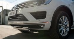 15 649 р. Защита переднего бампера (Ø75х42 мм, нержавейка) Russtal Volkswagen Touareg NF рестайлинг (2014-2018)  с доставкой в г. Таганрог. Увеличить фотографию 2