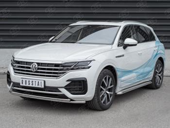 23 399 р. Защита переднего бампера (2 трубы Ø42, нержавейка, NOT 2.0 TSI)  Volkswagen Touareg  CR (2018-2024)  с доставкой в г. Таганрог. Увеличить фотографию 2