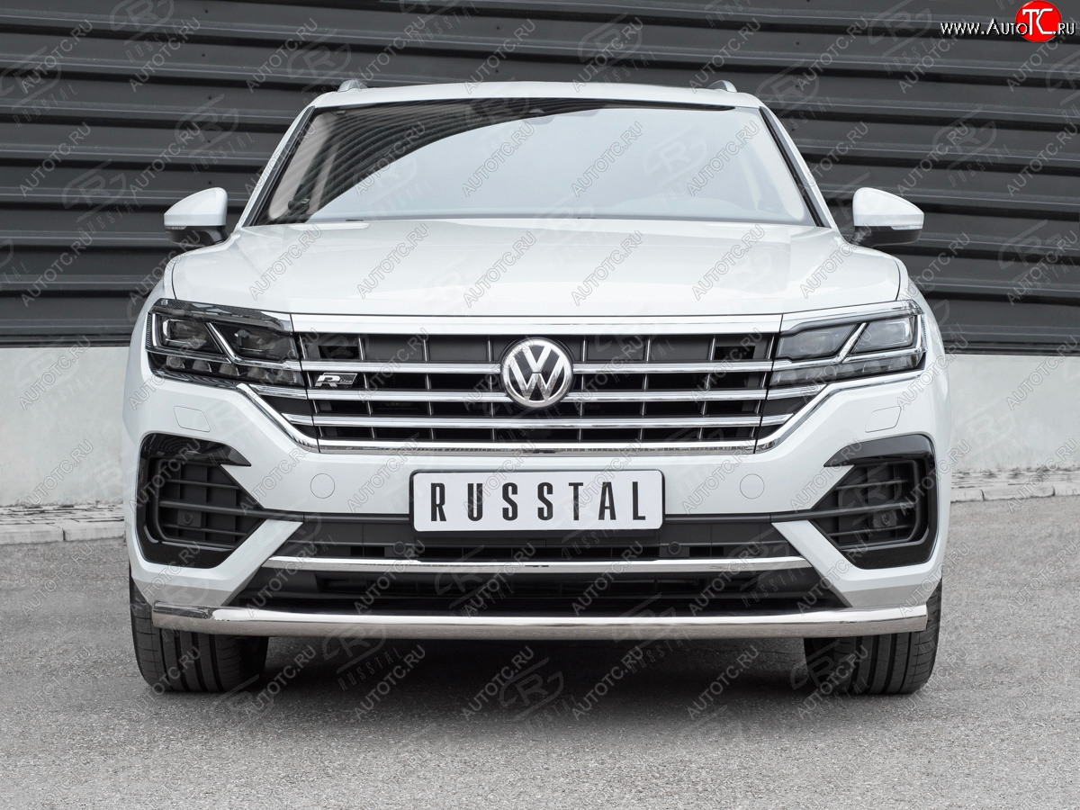 18 699 р. Защита переднего бампера (Ø63 мм, нержавейка, NOT 2.0 TSI) SLITKOFF Volkswagen Touareg CR (2018-2025)  с доставкой в г. Таганрог