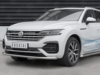 18 699 р. Защита переднего бампера (Ø63 мм, нержавейка, NOT 2.0 TSI) SLITKOFF Volkswagen Touareg CR (2018-2025)  с доставкой в г. Таганрог. Увеличить фотографию 2