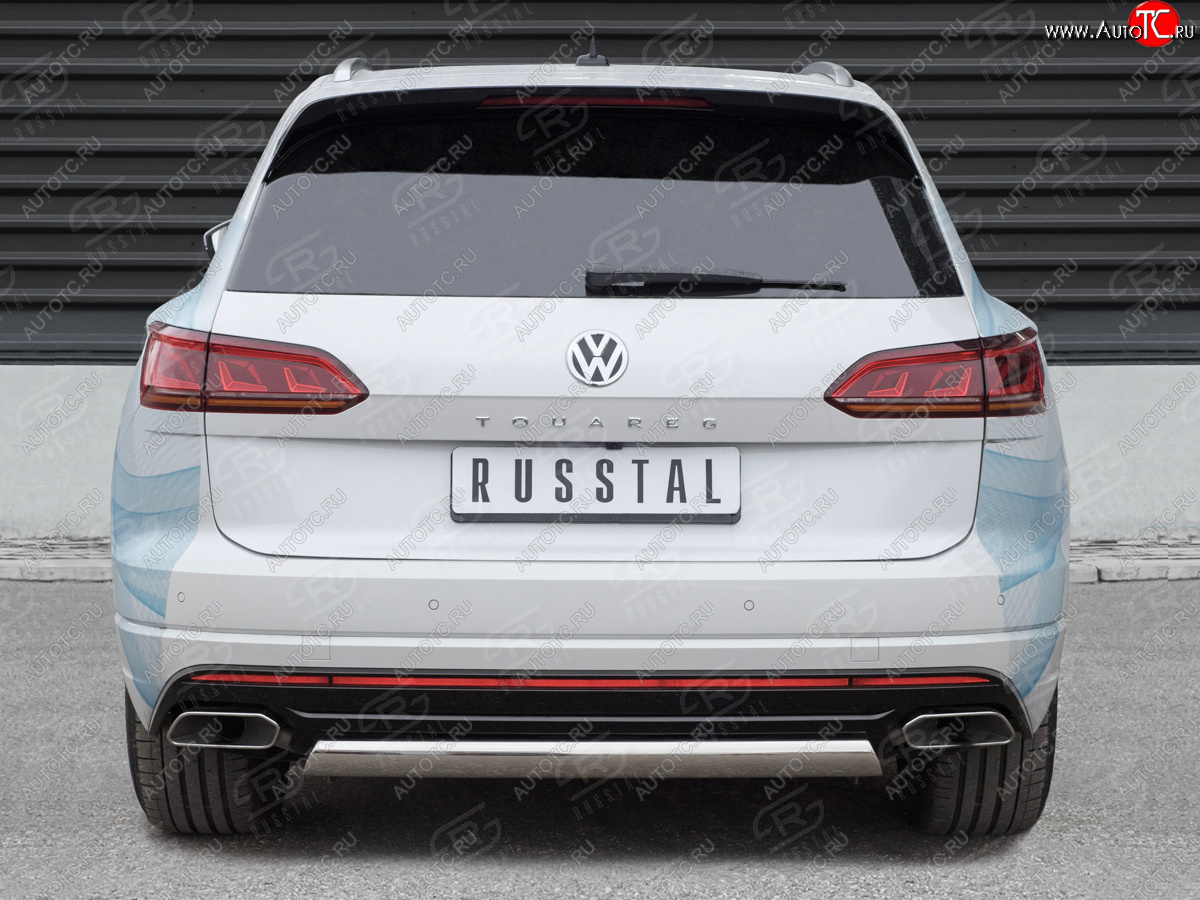 16 699 р. Защита заднего бампера (Ø75х42 мм, нержавейка) Russtal Volkswagen Touareg CR (2018-2025)  с доставкой в г. Таганрог