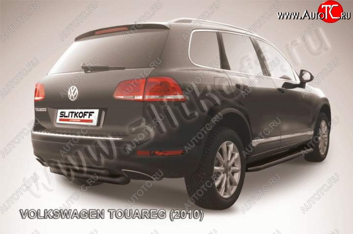 8 999 р. Защита задняя Slitkoff Volkswagen Touareg NF дорестайлинг (2010-2014) (Цвет: серебристый)  с доставкой в г. Таганрог