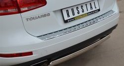 16 849 р. Защита заднего бампера (Ø75x42 мм, нержавейка) Russtal Volkswagen Touareg NF дорестайлинг (2010-2014)  с доставкой в г. Таганрог. Увеличить фотографию 2