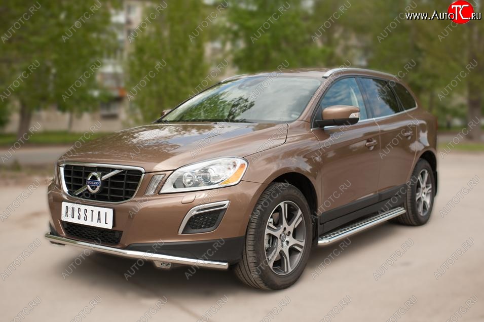 25 849 р. Широкая защита порогов с трубой d42 мм SLITKOFF v2 Volvo XC60  дорестайлинг (2008-2013)  с доставкой в г. Таганрог