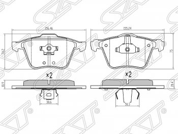 Колодки тормозные SAT (передние) Volvo XC90 C дорестайлинг (2002-2006)