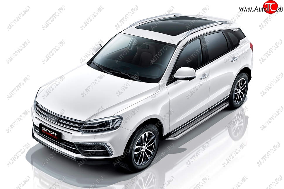 19 849 р. Защита порогов Slitkoff (с листом, d57 мм) Zotye Coupa B11F (2019-2021) (Нержавейка)  с доставкой в г. Таганрог