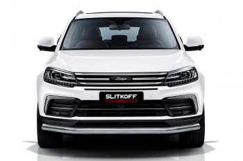 9 999 р. Защита переднего бампера Slitkoff (d57 мм)  Zotye Coupa  B11F (2019-2021) (Нержавейка, Полированная)  с доставкой в г. Таганрог. Увеличить фотографию 1