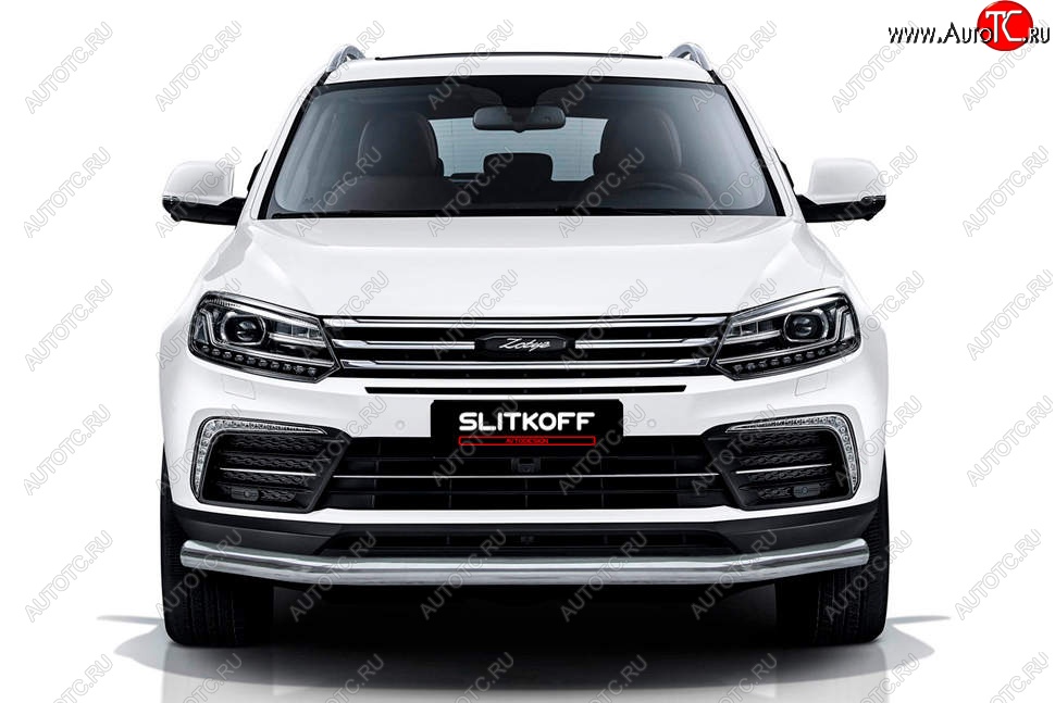 9 999 р. Защита переднего бампера Slitkoff (d57 мм)  Zotye Coupa  B11F (2019-2021) (Нержавейка, Полированная)  с доставкой в г. Таганрог