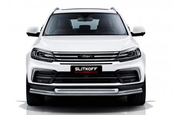 Защита переднего бампера Slitkoff (двойная, d57/57) Zotye (Зоти) Coupa (Купа)  B11F (2019-2021) B11F