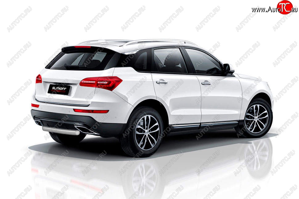 5 599 р. Защита заднего бампера Slitkoff (короткая, d57 мм)  Zotye Coupa  B11F (2019-2021) (Сталь с полимерным покрытием. Цвет: серебристый)  с доставкой в г. Таганрог