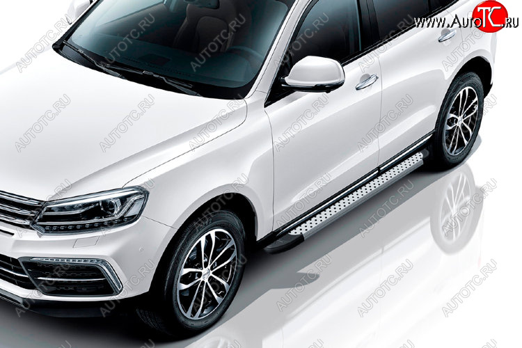 24 999 р. Пороги алюминиевые Slitkoff  Zotye Coupa  B11F (2019-2021) (Standart Silver)  с доставкой в г. Таганрог